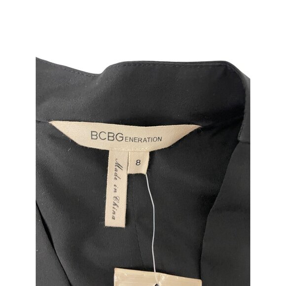 BCBGeneration Womens Mini Dress Draped Size 8 Black Shift Faux Wrap Pleated NWT - Picture 4 of 11